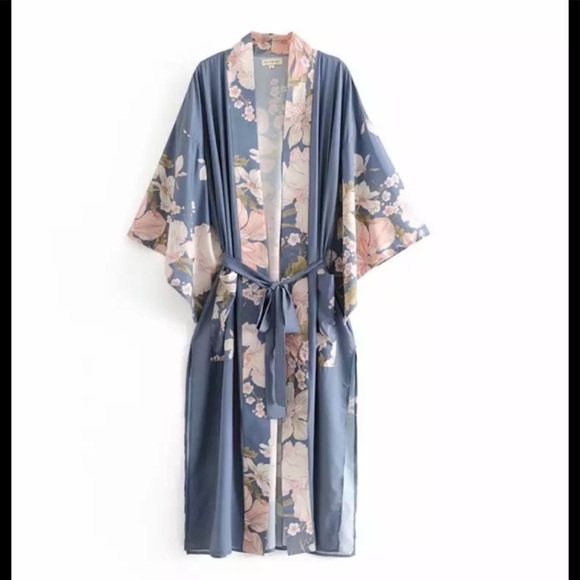 🌸nwot🌸 Vintage Inspired Boho Gypsy Floral Peacock Waterfall Spell Kimo - Picture 8 of 17